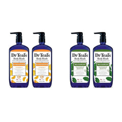 Dr Teal's Body Wash Bundle with Pure Epsom Salt, Glow & Radiance with Vitamin C & Citrus (Pack of 2) and Relax & Relief with Eucalyptus & Spearmint (Pack of 2)