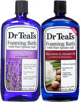 Dr. Teal's Lavender & Shea Butter Foaming Bath Gift Set (2 Pack, 34oz Ea) - Soothe & Sleep Lavender, Soften & Moisturize Shea Butter & Almond Oil - Essential Oils Blended with Pure Epsom Salt