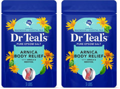 Dr Teal's Epsom Salt Magnesium Soak, Arnica Body Relief with Arnica, Menthol & Essential Oils, 3 lbs (Pack of 2)