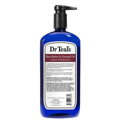 Dr Teal's Epsom Salt Bath and Shower Body Wash with Pump - Shea Butter and Almond Oil - Pack of 4, 24 Oz Each - Soften and Moisturize Your Skin, Relieve Stress and Sore Muscles
