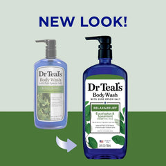 Dr Teal's Body Wash Bundle with Pure Epsom Salt, Relax & Relief with Eucalyptus & Spearmint 24 fl oz (Pack of 2) and Soothe & Sleep with Lavender 24 fl oz (Pack of 2)