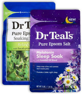 Dr Teal's Salt Bath Variety Gift Set (2 Pack, 3lbs Ea.) - Relax & Relief Eucalyptus & Spearmint, Melatonin Sleep Soak - Essential Oils Blended with Pure Epsom Salt & Melatonin - Promotes Better Sleep