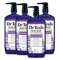 Dr. Teal's Lavender Body Wash Gift Set (2 Pack, 24oz Ea.) - Soothe & Sleep Lavender with Essential Oils Blended with Pure Epsom Salt - Ease Aches & Pains, Alleviate Daily Stress at Home