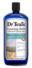 Dr Teal's Foaming Bath with Pure Epsom Salt, Detoxify & Energize with Ginger & Clay, 34 Ounces