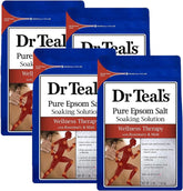 Dr. Teal's Rosemary & Mint Bath Soak Gift Set (4 Pack, 3lbs Ea.) - Wellness Therapy Soaking Solution Eases Aches & Pains and Promotes Healing for Overworked Muscles - At Home