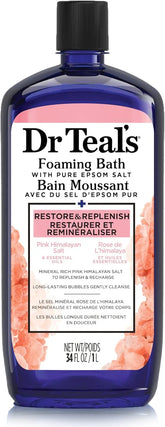 Dr Teal's Restore & Replenish Pure Epsom Salt & Essential Oils Pink Himalayan Foaming Bath 34 oz