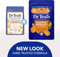 Dr Teal's Pure Epsom Magnesium Salt Soak, Glow & Radiance with Vitamin C & Citrus Essential Oils, 3 lbs