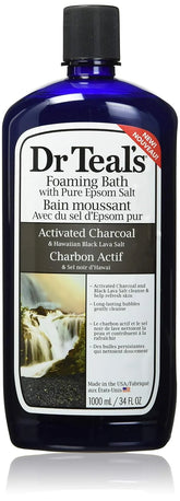 Dr Teal's Activated Charcoal & Lava Foaming Bath with Pure Epsom Salt, 34 oz