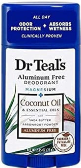 Dr Teal's Aluminum Free Deodorant - Coconut Oil - Paraben & Phthalate Free - 2.65 oz