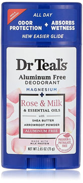 Dr. Teal's Deodorant Rose & Milk 2.65 Ounce Aluminum-Free