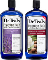Dr. Teal's Foaming Bath Variety Gift Set (2 Pack, 34oz Ea.) - Soothe & Sleep Lavender, Moisturizing Shea Butter & Almond Oil - Essential Oils Blended with Pure Epsom Salt Ease Pain & Relieve Stress