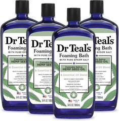 Dr Teal's Foaming Bath with Pure Epsom Salt, Cannabis Sativa Hemp Seed Oil, 34 fl oz (Pack of 4)