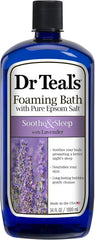 Dr Teals Lavender Foaming Bath and Salt Combo (2 Foaming Bath, 2 Salt) - Soothe & Sleep with Lavender - Two 34 oz Foaming Bath and Two 48 oz Bags of Epsom Salt
