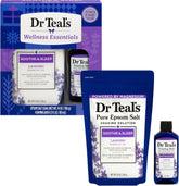 Dr Teal's Holiday Limited Edition Bath Gift Set | Epsom Salt Soak and Foaming Liquid, 14 oz Salt, 3 fl oz Bath (Lavender)