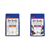Dr Teal's Pure Epsom Salt, Soothe & Comfort with Oat Milk & Argan Oil, 3lbs & Pure Epsom Salt Soak, Black Elderberry with Vitamin D, 3 lbs