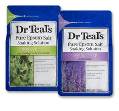 Dr Teal's Epsom Salt Bath Soaking Solution, Eucalyptus and Lavender, 2 Count, 3lb Bags - 6lbs Total