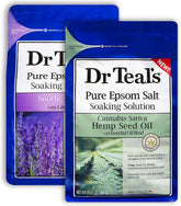 Dr. Teal's Pure Epsom Salt Soaking Solution Gift Set (2 Pack, 3lbs ea.) - Soothe & Sleep Lavender, Cannabis Sativa Hemp Seed Oil with Essential Oil Blend - Nourish Skin & Promote a Better Nights Sleep