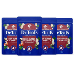 Dr Teal's Epsom Salt Magnesium Soak, Shea Butter & Almond, 3 lbs (Pack of 4)