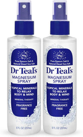 Dr Teal's Topical Magnesium Spray with Natural Dead Sea Salt, Fragrance Free, 8 fl oz (Pack of 2)