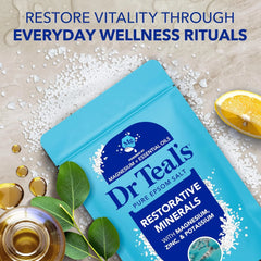 Dr Teal's Epsom Salt Restorative Minerals Soak with Magnesium, Potassium, Zinc & Eucalyptus Essential Oils, 3 lbs (Pack of 4)