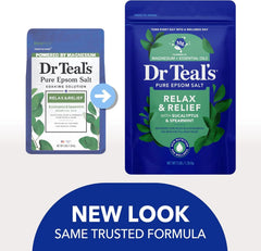 Dr Teal's Epsom Salt Magnesium Soak, Relax & Relief with Eucalyptus & Spearmint Essential Oils, 3 lbs