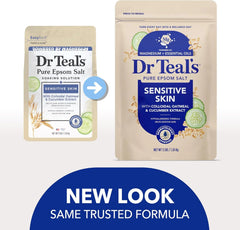 Dr Teal's Epsom Salt Magnesium Soak, Sensitive Skin with Colloidal Oatmeal & Cucumber, 3 lbs (Pack of 4)