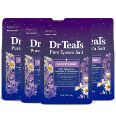 Dr Teal's Pure Epsom Salt Soak, Sleep Blend with Melatonin, Lavender & Chamomile Essential Oils, 3 lbs & Pure Epsom Salt, Soothe & Comfort with Oat Milk & Argan Oil, 3lbs