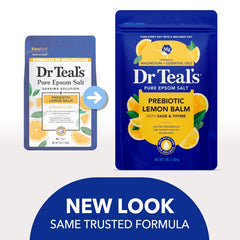 Dr Teal's Pure Epsom Magnesium Salt Soak, Prebiotic Lemon Balm & Essential Oil, 3 lbs (Pack of 4)