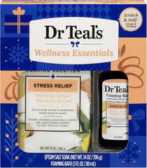 Dr Teal's Holiday Limited Edition Bath Gift Set | Epsom Salt Soak and Foaming Liquid, 14 oz Salt, 3 fl oz Bath (Citrus)