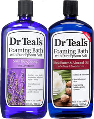Dr. Teal's Lavender & Shea Butter Foaming Bath Gift Set (2 Pack, 34oz Ea) - Soothe & Sleep Lavender, Soften & Moisturize Shea Butter & Almond Oil - Essential Oils Blended with Pure Epsom Salt