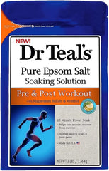 Dr. Teals Pre & Post Workout Epsom Salt Soaking Solution (4 Pack, 3lbs Ea.) - Essential Oils Blended with Pure Epsom Salt & Menthol - Eases Aches & Soreness, Alleviates Daily Stress - At Home Recovery