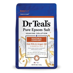 Dr Teal's Pure Epsom Salt, Soothe & Comfort with Oat Milk & Argan Oil, 3lbs & Pure Epsom Salt Soak, Black Elderberry with Vitamin D, 3 lbs