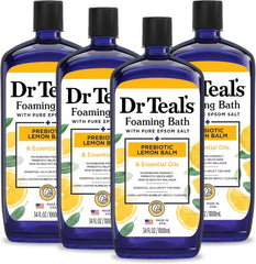 Dr Teal's Foaming Bath with Pure Epsom Salt, Prebiotic Lemon Balm & Essential Oils, 34 fl oz (Pack of 4)