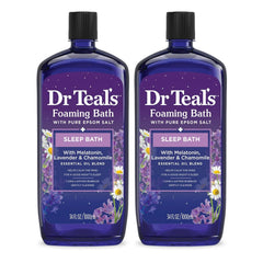 Dr Teal's Foaming Bath with Pure Epsom Salt, Sleep Blend with Melatonin, Lavender & Chamomile Essential Oils, 34 fl oz & Pure Epsom Salt Soak, Soothe & Comfort with Oat Milk & Argan Oil, 3 lbs