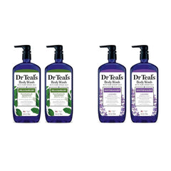 Dr Teal's Body Wash Bundle with Pure Epsom Salt, Relax & Relief with Eucalyptus & Spearmint 24 fl oz (Pack of 2) and Soothe & Sleep with Lavender 24 fl oz (Pack of 2)