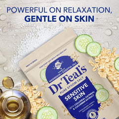 Dr Teal's Epsom Salt Magnesium Soak, Sensitive Skin with Colloidal Oatmeal & Cucumber, 3 lbs (Pack of 4)