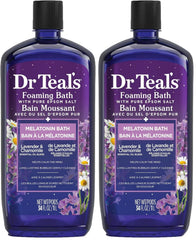 Dr Teal's Foaming Bath With Pure Epsom Salt Sleep Bath With Melatonin & Essential Oils 34 FL OZ (Pack of 2)