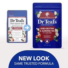 Dr Teal's Epsom Salt Magnesium Soak, Soften & Moisturize with Shea Butter & Almond Oil, 3 lbs