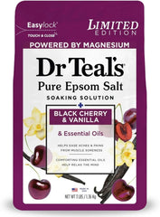 Dr Teal's Limited Edition Black Cherry & Vanilla Bath Set, Pure Epsom Salt and Foaming Bath, 34 FL OZ