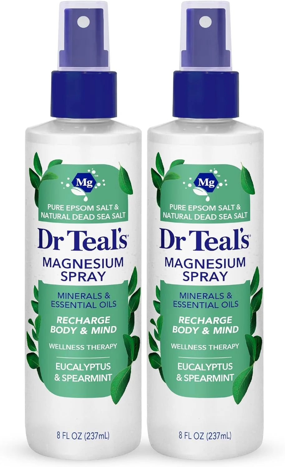 Dr Teal's Magnesium Eucalyptus Spray with Natural Dead Sea Salt, 8 fl oz (Pack of 2)