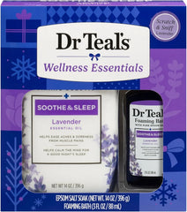 Dr Teal's Holiday Limited Edition Bath Gift Set | Epsom Salt Soak and Foaming Liquid, 14 oz Salt, 3 fl oz Bath (Lavender)