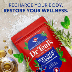 Dr Teal's Epsom Salt Magnesium Soak, Wellness Therapy with Rosemary & Mint, 3 lbs