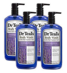 Dr Teal's Epsom Salt Body Wash 4-Pack (96 Fl Oz Total) Soothe & Sleep with Lavender