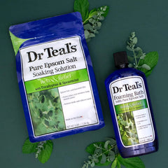 Dr Teal's Epsom Salt Soaking Solution and Foaming Bath with Pure Epsom Salt, Eucalyptus 3 Pound Bags, and 34 Ounce Bottle