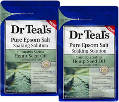 Dr. Teal's Hemp Seed Oil Bath Soak Gift Set (2 Pack, 3lbs ea.) - Cannabis Sativa Essential Oils Blend Moisturizes & Softens Skin - Pure Epsom Salt Eases Aches & Pains Throughout The Body