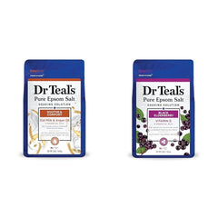 Dr Teal's Pure Epsom Salt, Soothe & Comfort with Oat Milk & Argan Oil, 3lbs & Pure Epsom Salt Soak, Black Elderberry with Vitamin D, 3 lbs