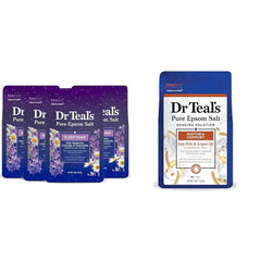 Dr Teal's Pure Epsom Salt Soak, Sleep Blend with Melatonin, Lavender & Chamomile Essential Oils, 3 lbs & Pure Epsom Salt, Soothe & Comfort with Oat Milk & Argan Oil, 3lbs