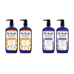 Dr Teal's Body Wash Bundle with Pure Epsom Salt, Glow & Radiance with Vitamin C & Citrus Essential Oils, 24oz (Pack of 2) and Soothe & Sleep with Lavender, 24 fl oz (Pack of 2)