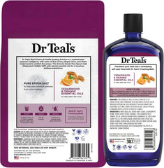 Dr Teal's Limited Edition Black Cherry & Vanilla Bath Set, Pure Epsom Salt and Foaming Bath, 34 FL OZ