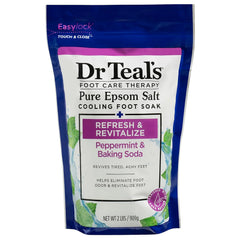 Dr Teal's Pure Epsom Salt Cooling Foot Soak, Refresh & Revitalize with Peppermint & Baking Soda, 2 lbs